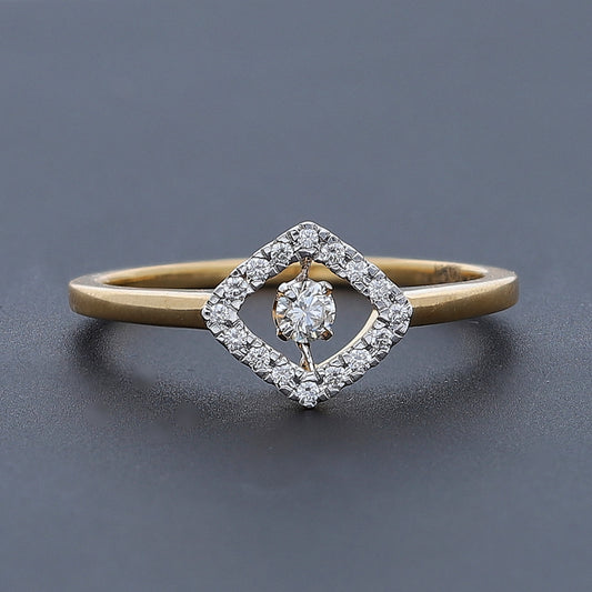 Gold Square Design Ring 18KT - FKJRN18K10438