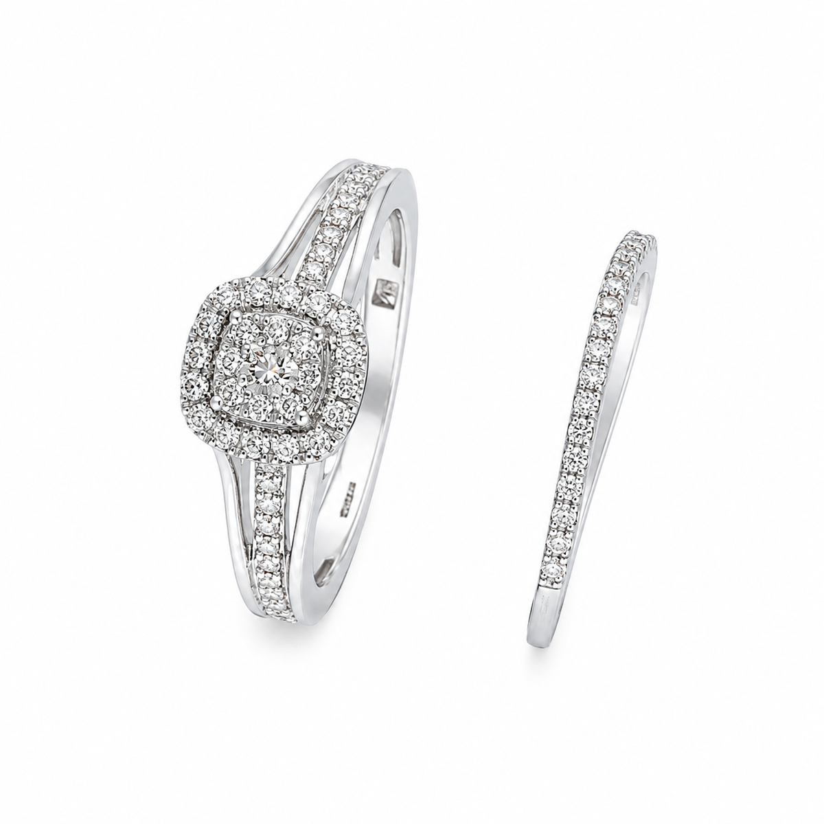 Round Brilliant Cut Diamonds Stack Ring in 18KT White Gold - FKJRN18KMD12098