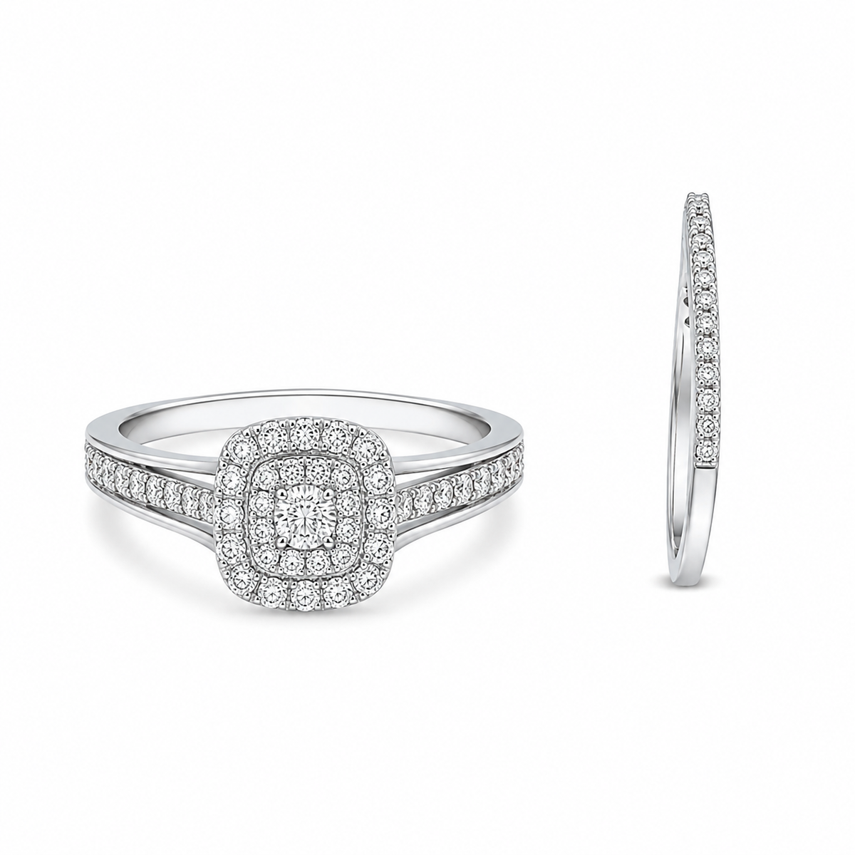 Round Brilliant Cut Diamonds Stack Ring in 18KT White Gold - FKJRN18KMD12098