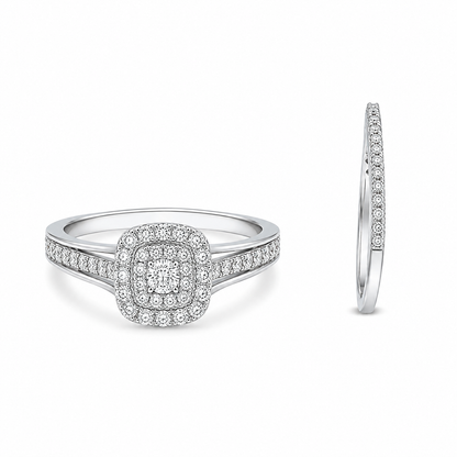 Round Brilliant Cut Diamonds Stack Ring in 18KT White Gold - FKJRN18KMD12098