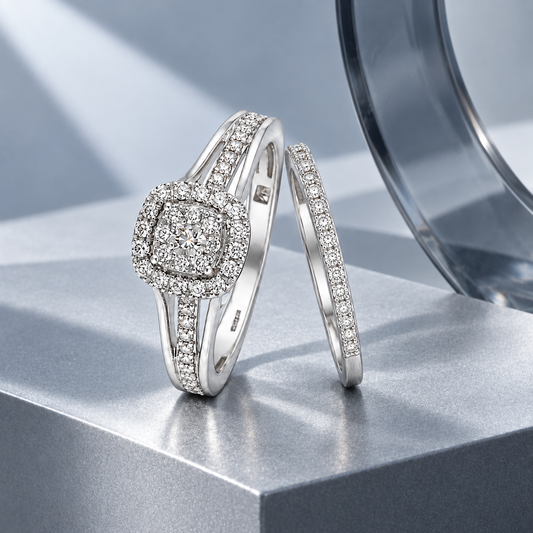 Round Brilliant Cut Diamonds Stack Ring in 18KT White Gold - FKJRN18KMD12098