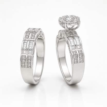 Round Brilliant Cut Stack Ring in 18KT White Gold - FKJRN18KMD12099