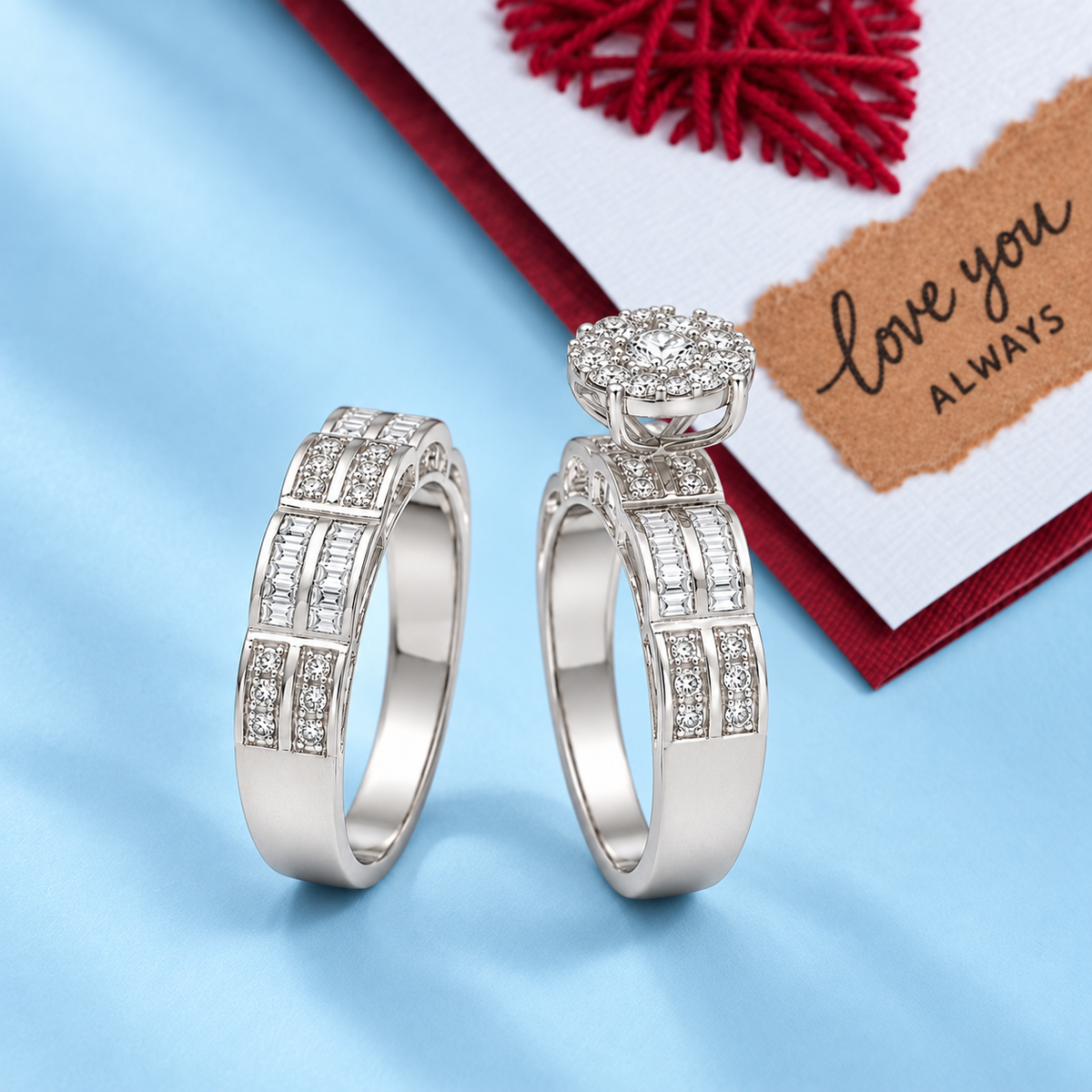 Round Brilliant Cut Stack Ring in 18KT White Gold - FKJRN18KMD12099