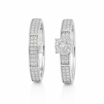 Round Brilliant Cut Diamonds Couple Ring in 18KT White Gold - FKJRN18KMD12100