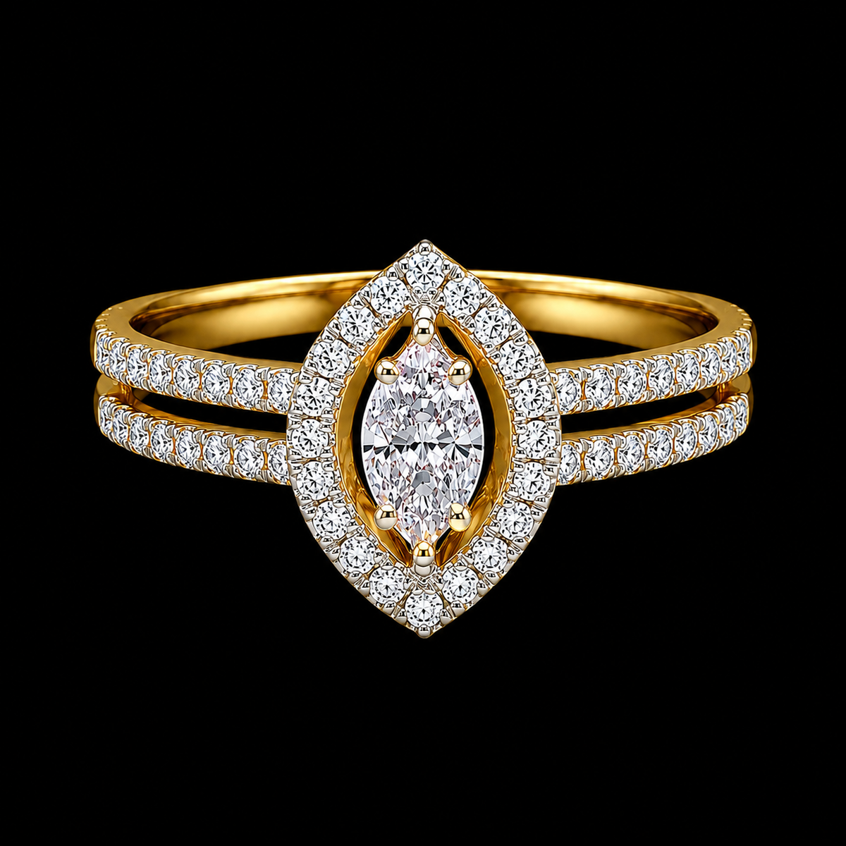 Round Brilliant Cut Diamond Ring in 18KT Yellow Gold - FKJRN18KMD12104