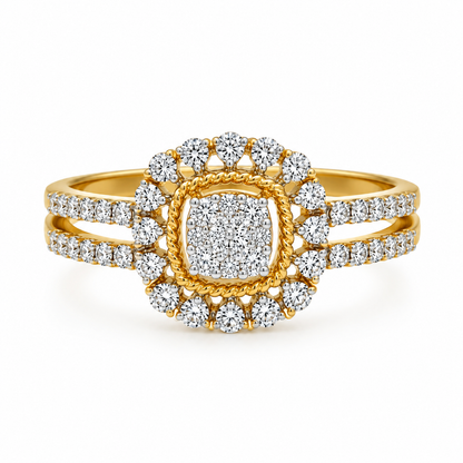 Round Brilliant Cut Diamonds Ring in 18KT Yellow Gold - FKJRN18KMD12106