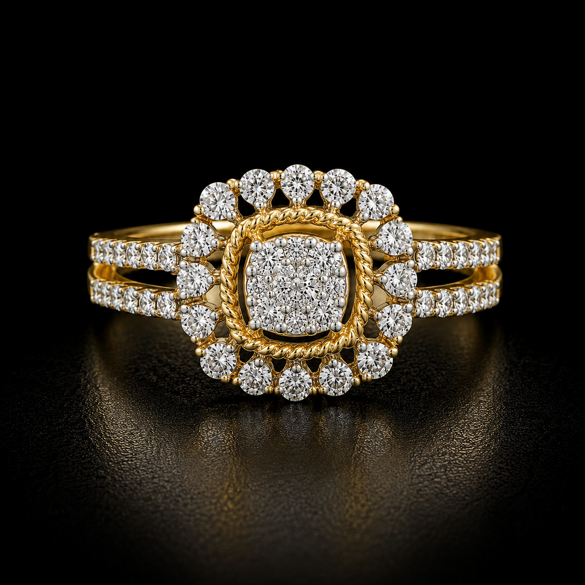Round Brilliant Cut Diamonds Ring in 18KT Yellow Gold - FKJRN18KMD12106