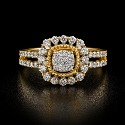 Round Brilliant Cut Diamonds Ring in 18KT Yellow Gold - FKJRN18KMD12106