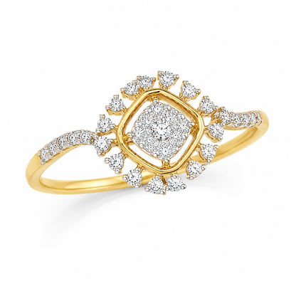 Round Brilliant Cut Diamonds Elegant Ring in 18KT Yellow Gold - FKJRN18KMD12107