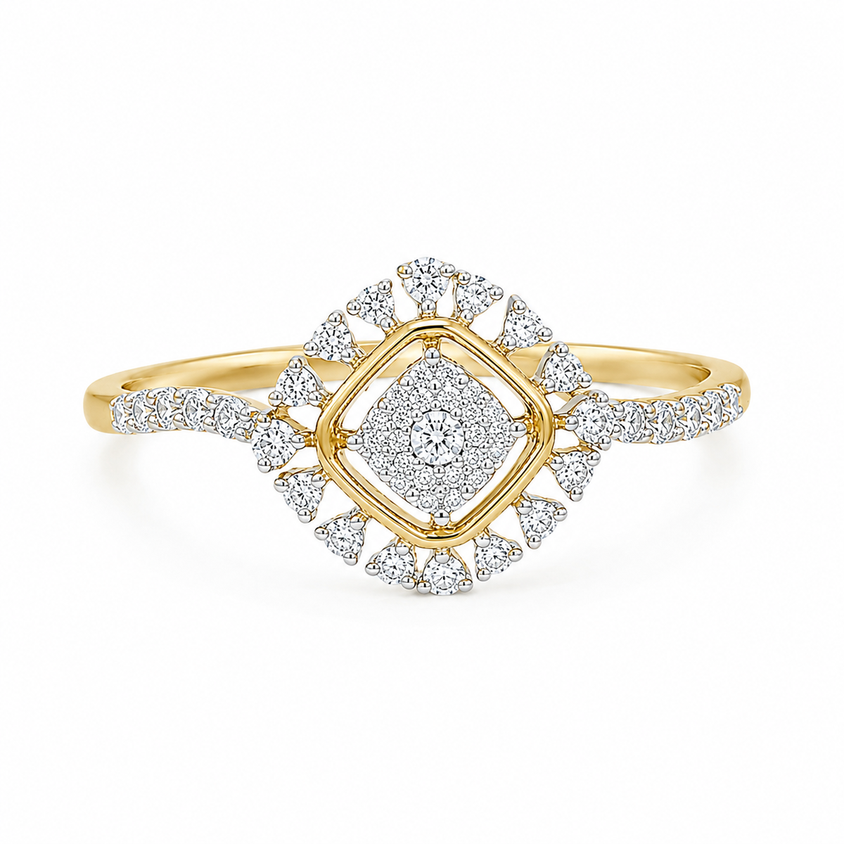 Round Brilliant Cut Diamonds Elegant Ring in 18KT Yellow Gold - FKJRN18KMD12107