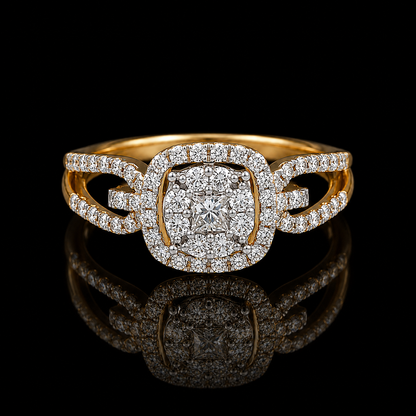 Round Brilliant Cut Diamonds Ring in 18KT Yellow Gold - FKJRN18KMD12108