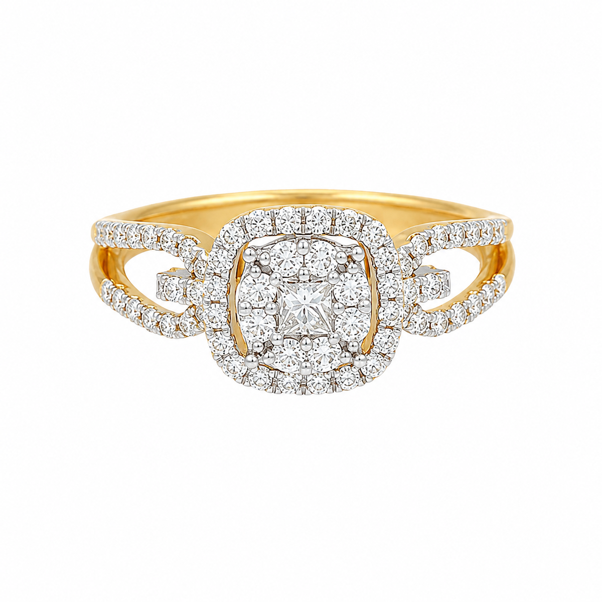 Round Brilliant Cut Diamonds Ring in 18KT Yellow Gold - FKJRN18KMD12108