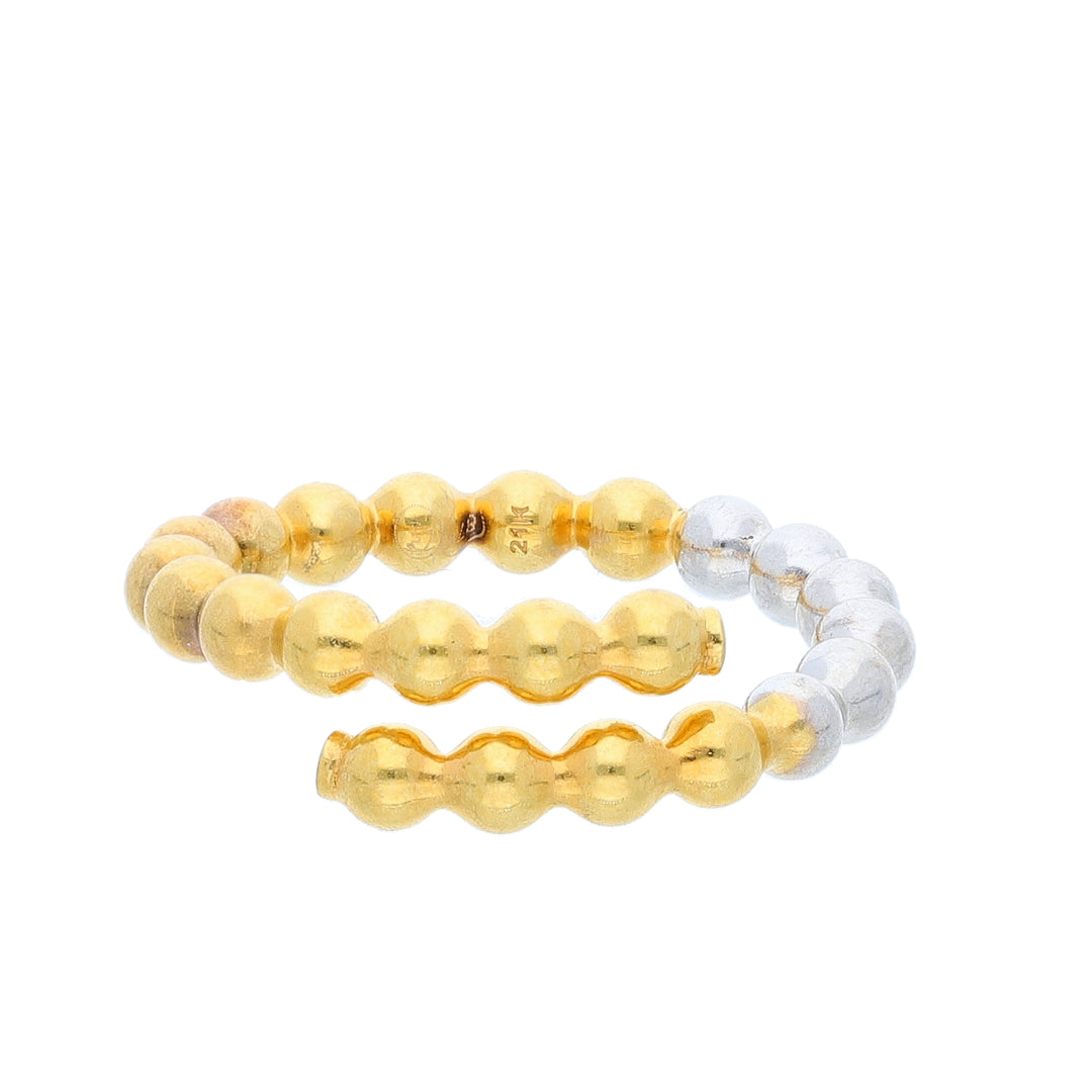 Gold Two Tone Beaded Ring 21KT - FKJRN21KM10439