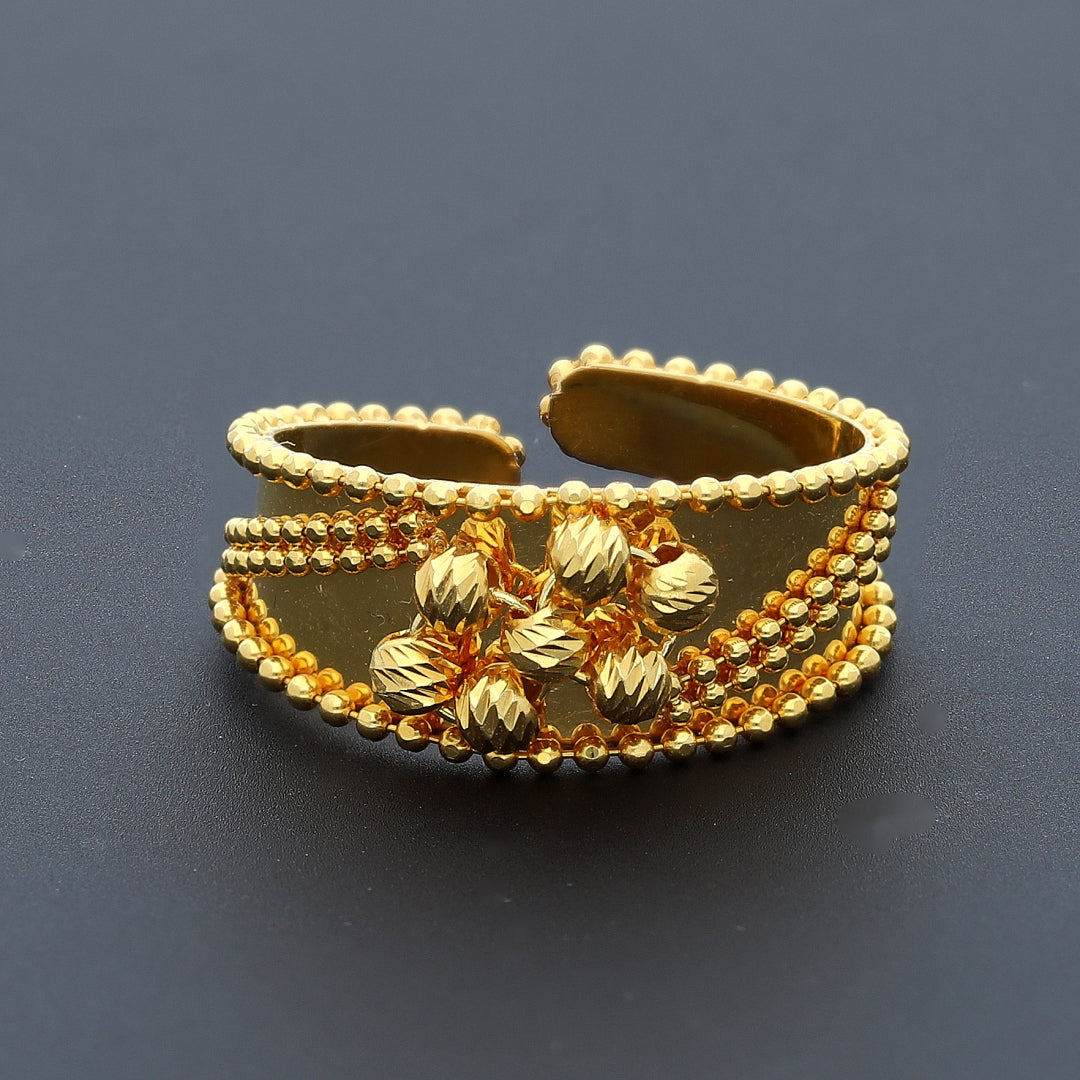 Gold Ethnic Open Band Ring 21KT - FKJRN21KM10441