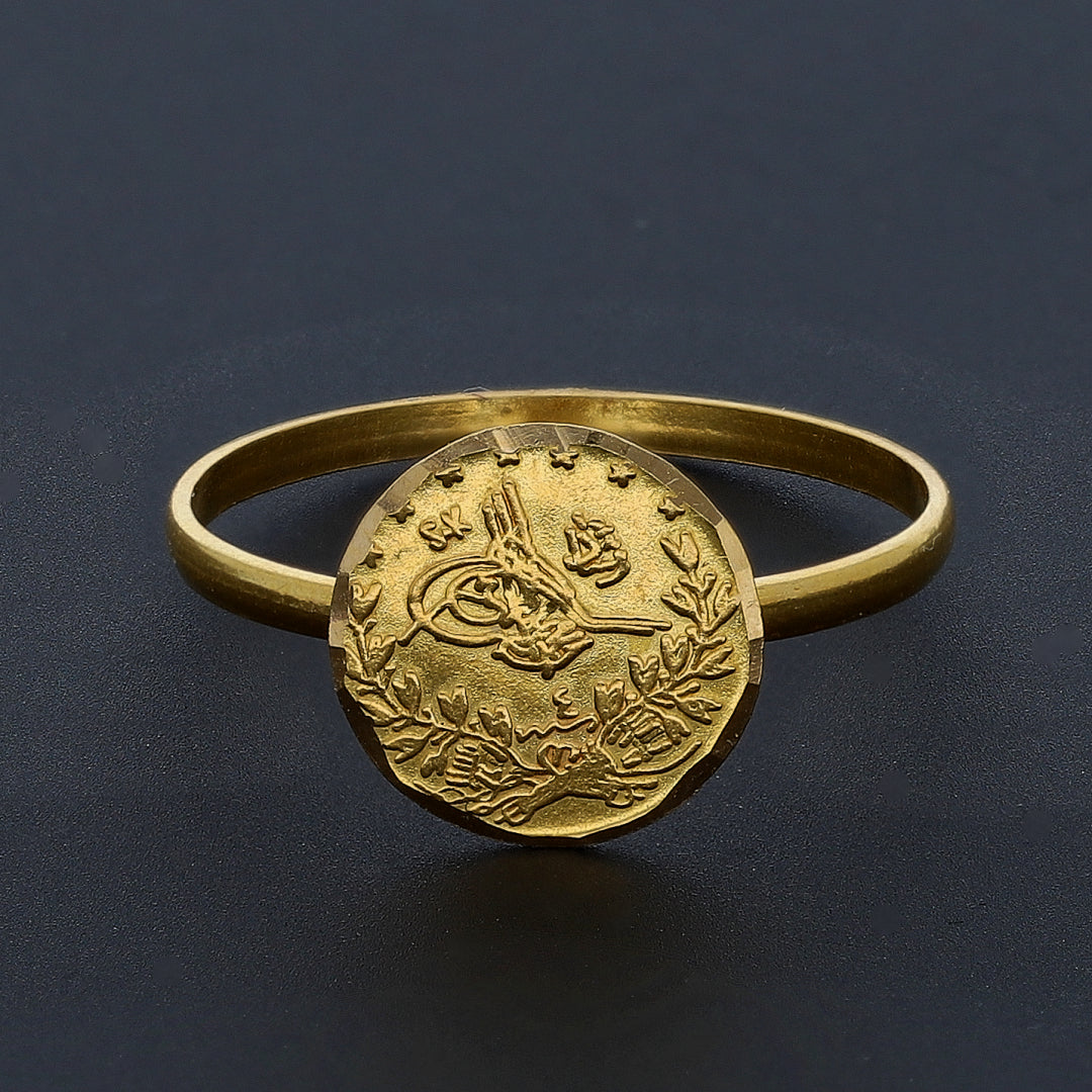 Gold Lira Coin Ring 21KT - FKJRN21KM10443