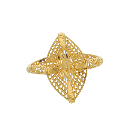 Gold Filigree Leaf Shape Ring 21KT - FKJRN21KM10444
