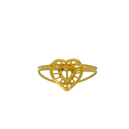 Gold Heart Shaped Turkish Design Ring 21KT - FKJRN21KM10451