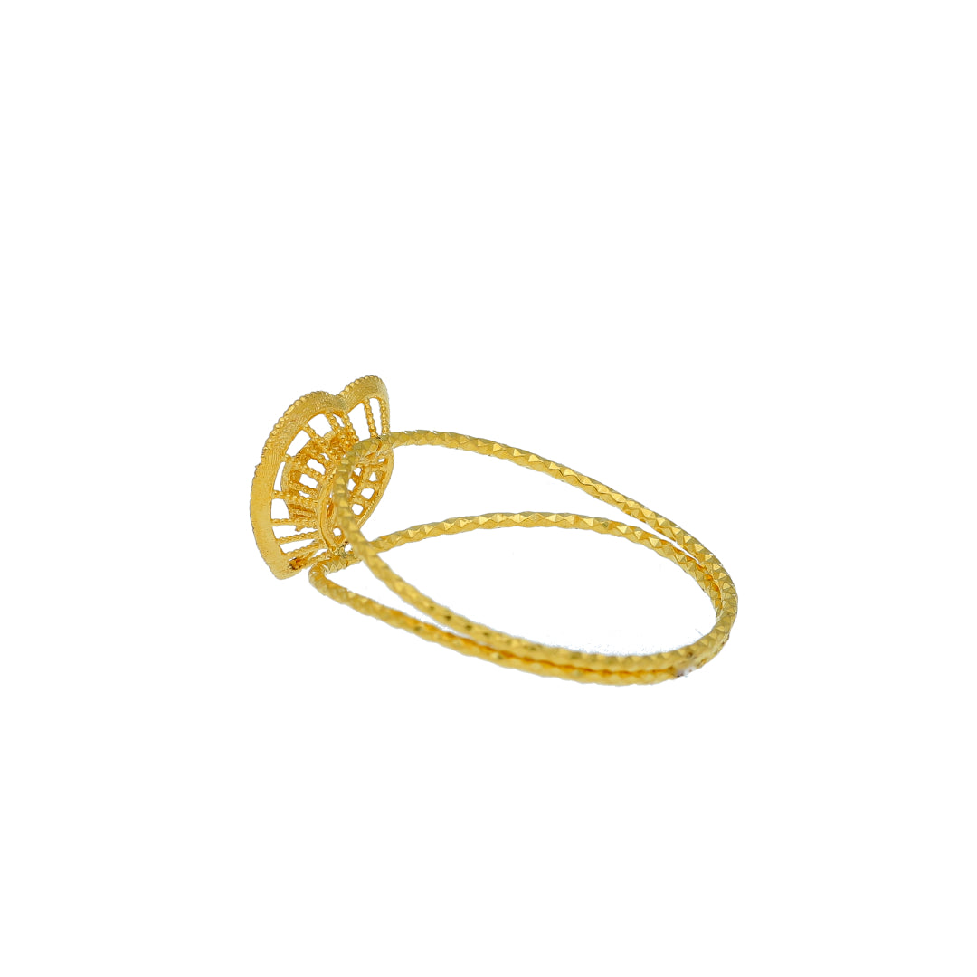 Gold Heart Shaped Turkish Design Ring 21KT - FKJRN21KM10451
