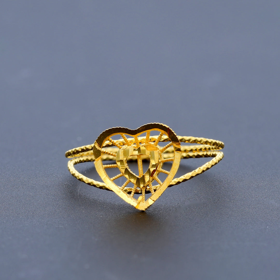 Gold Heart Shaped Turkish Design Ring 21KT - FKJRN21KM10451