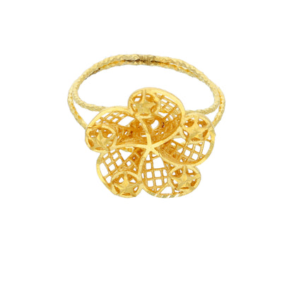 Gold Flower Shaped Turkish Design Ring 21KT - FKJRN21KM10461