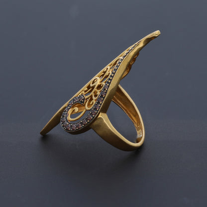 Gold Designer Leaf Ring 21KT - FKJRN21KM10479