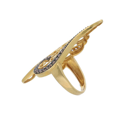 Gold Designer Leaf Ring 21KT - FKJRN21KM10479