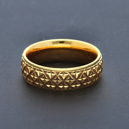 Gold Designer Carved Ring 21KT - FKJRN21KM10485