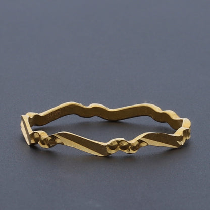 Gold Wavy Pattern Ring 21KT - FKJRN21KM10528
