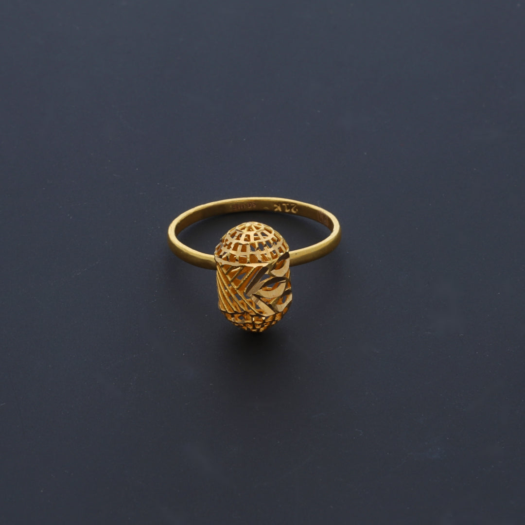 Gold Intricate Carved Ring 21KT - FKJRN21KM10529