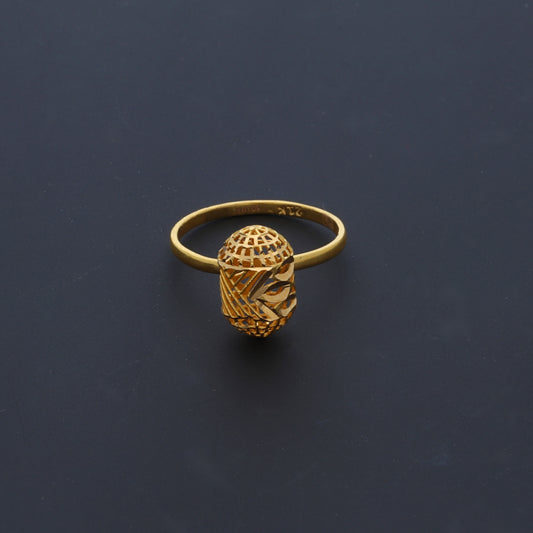 Gold Intricate Carved Ring 21KT - FKJRN21KM10529