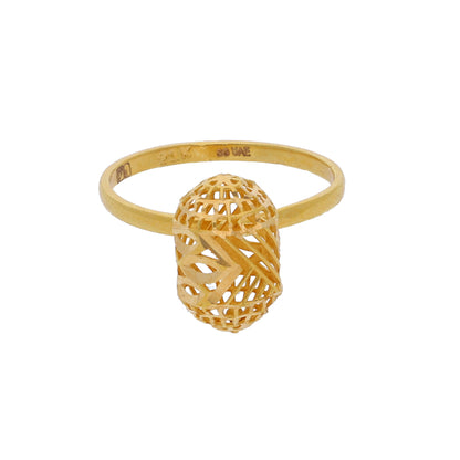 Gold Intricate Carved Ring 21KT - FKJRN21KM10529