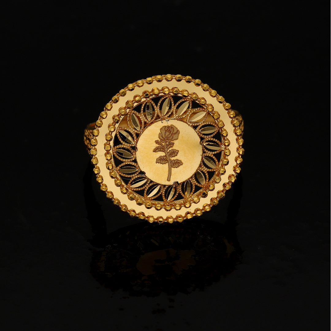 Gold Filigree Rose Ring 21KT - FKJRN21KM10870