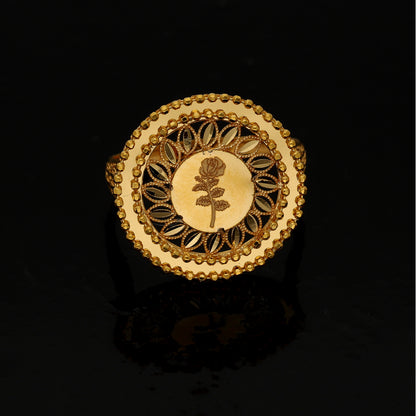 Gold Filigree Rose Ring 21KT - FKJRN21KM10870
