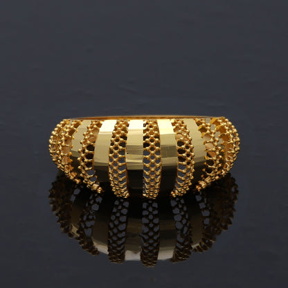 Gold Striped Dome Ring 21KT - FKJRN21KM10871