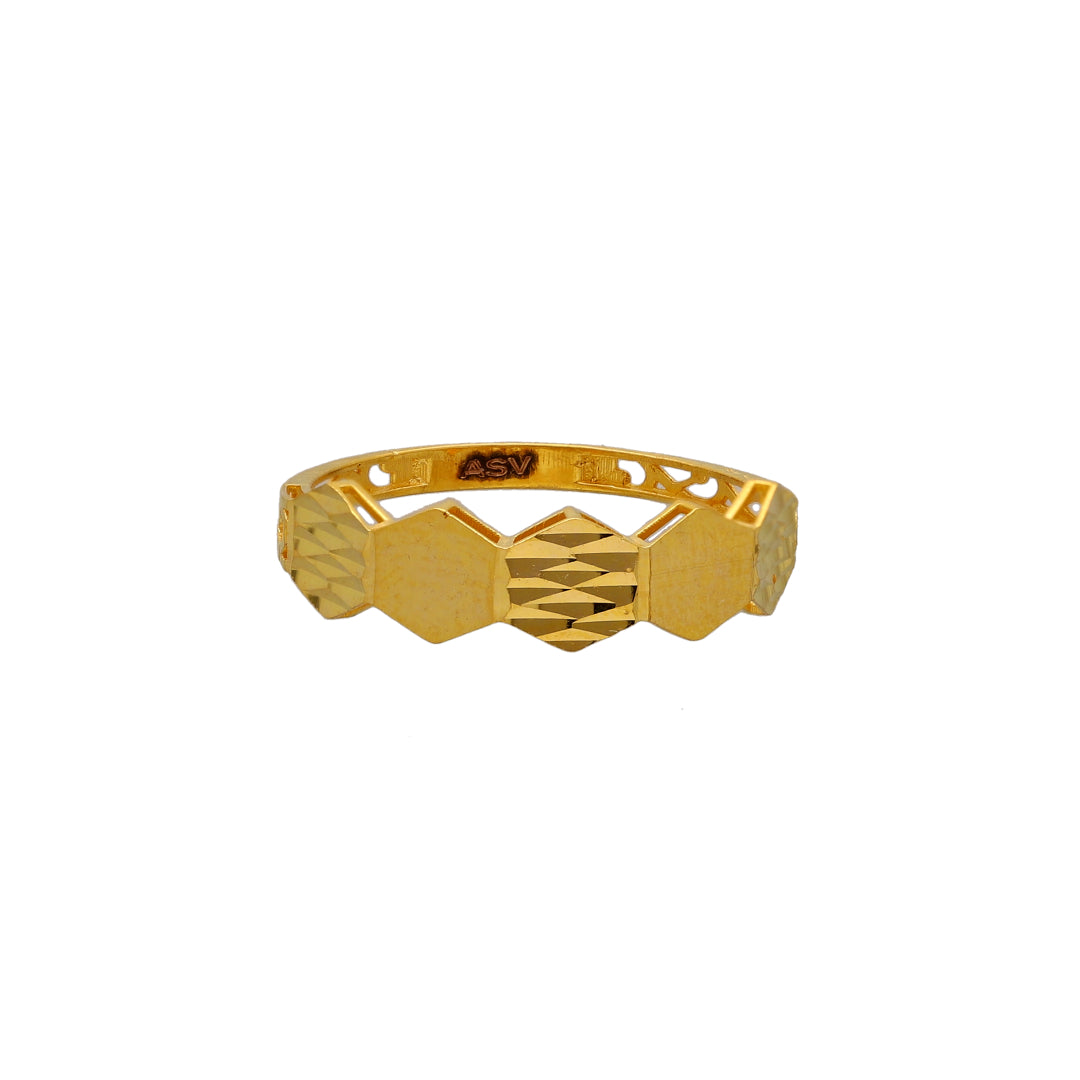 Gold Hexa-Cut Ring 21KT - FKJRN21KM10873