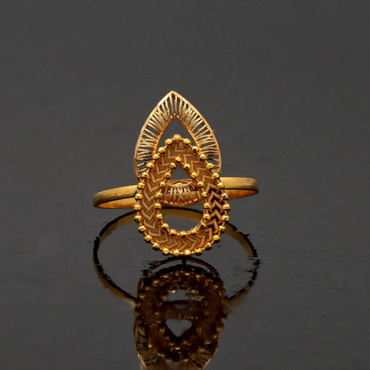 Gold Crafted Teardrop Ring 21KT - FKJRN21KM10876