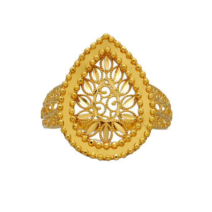 Gold Teardrop Filigree Ring 21KT - FKJRN21KM10877