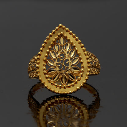 Gold Teardrop Filigree Ring 21KT - FKJRN21KM10877
