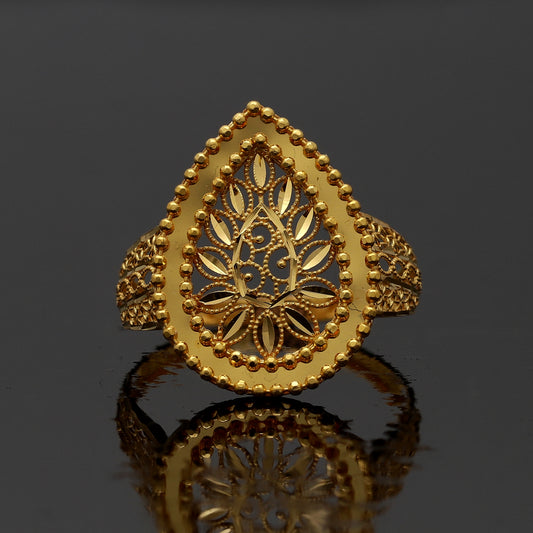 Gold Teardrop Filigree Ring 21KT - FKJRN21KM10877