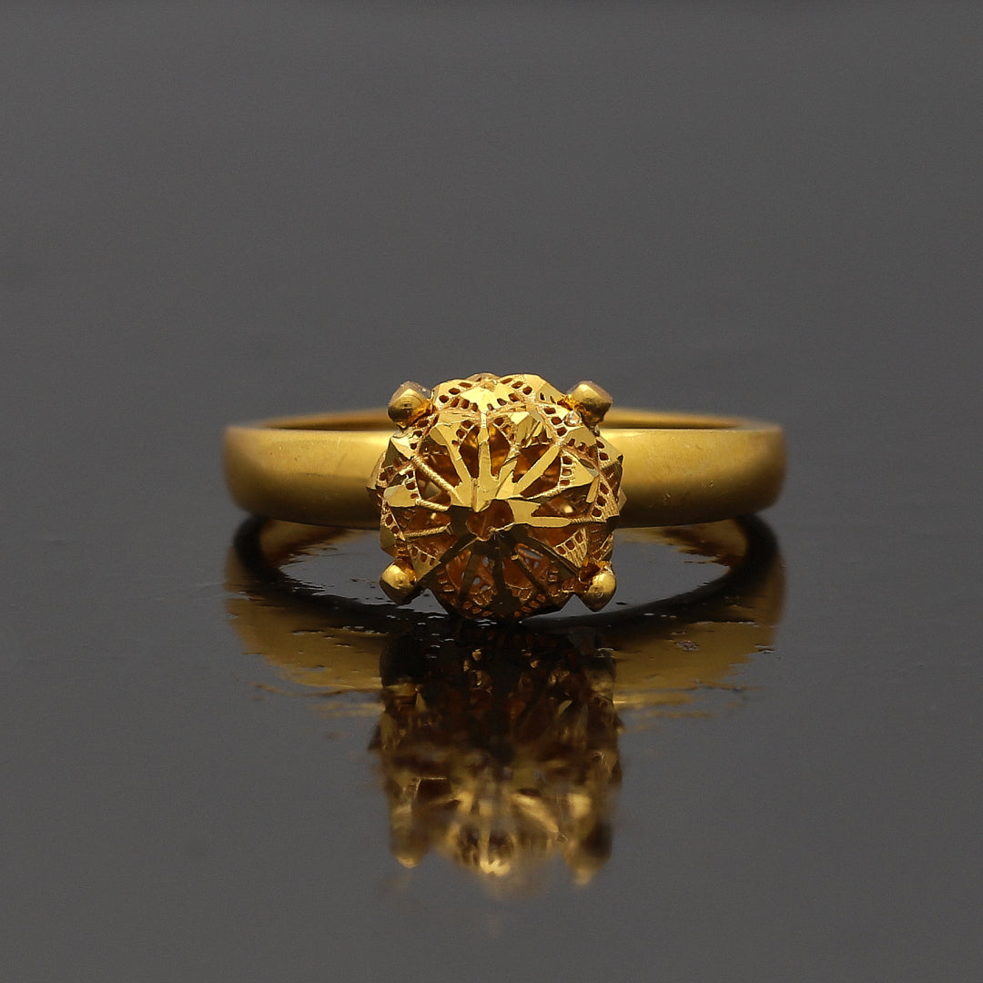 Gold Royal Floral Ring 21KT - FKJRN21KM10878