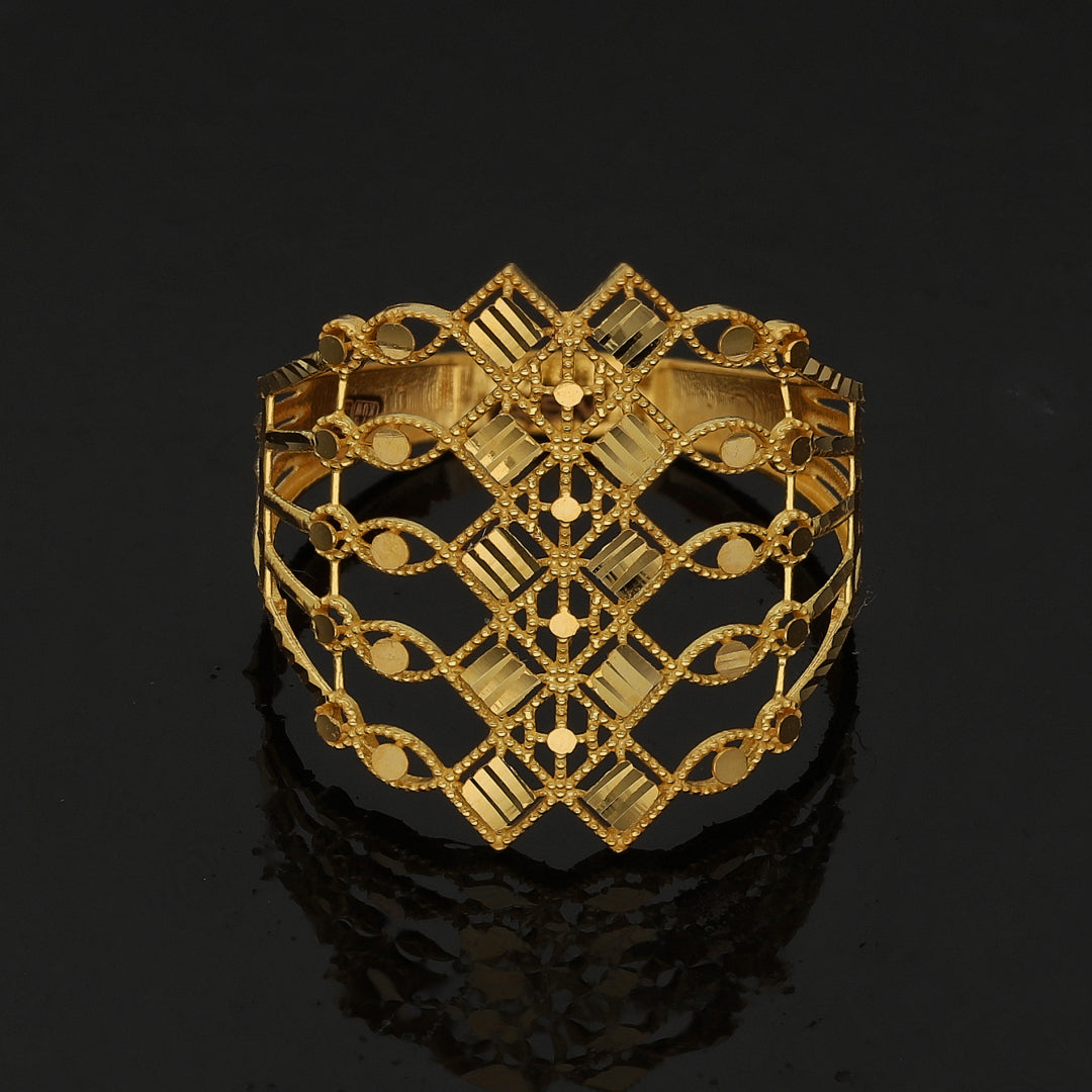Gold Filigree Grid Ring 21KT - FKJRN21KM10881