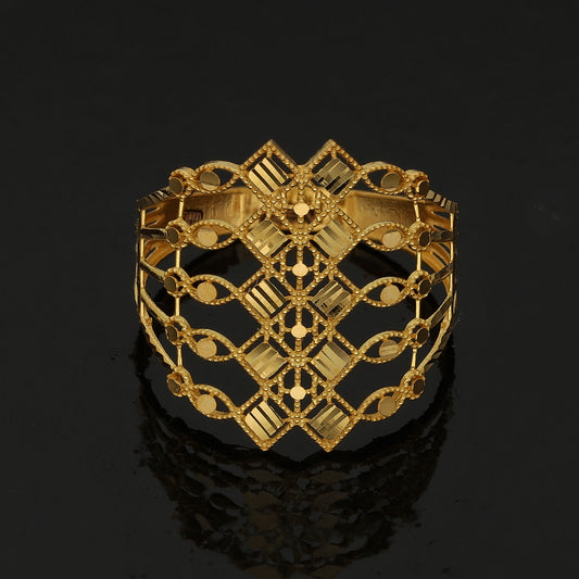 Gold Filigree Grid Ring 21KT - FKJRN21KM10881