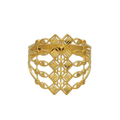 Gold Filigree Grid Ring 21KT - FKJRN21KM10881