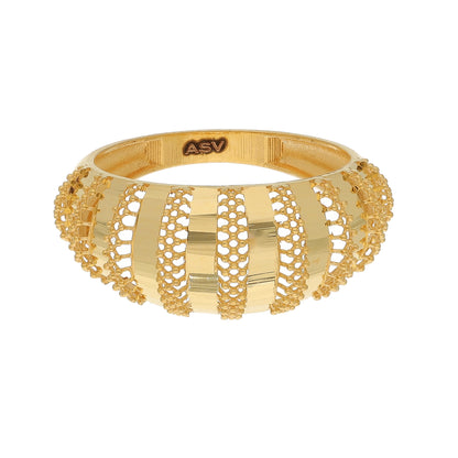 Gold Textured Dome Ring 21KT - FKJRN21KM10885