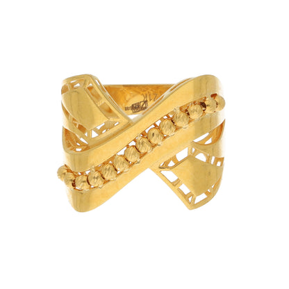 Gold Crossover Filigree Ring 21KT - FKJRN21KM10896
