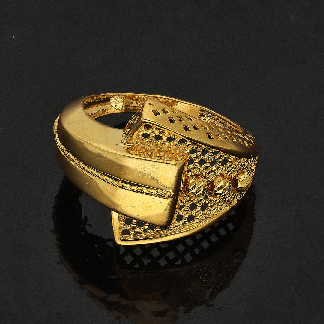 Gold Geo Weave Ring 21KT - FKJRN21KM10899