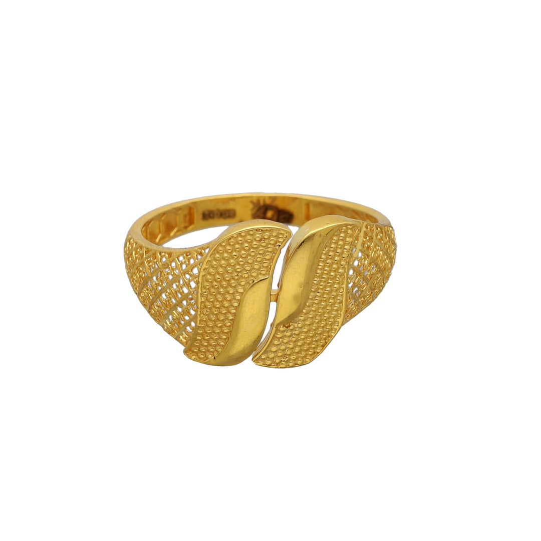 Gold Wave Textured Ring 21KT - FKJRN21KM11131