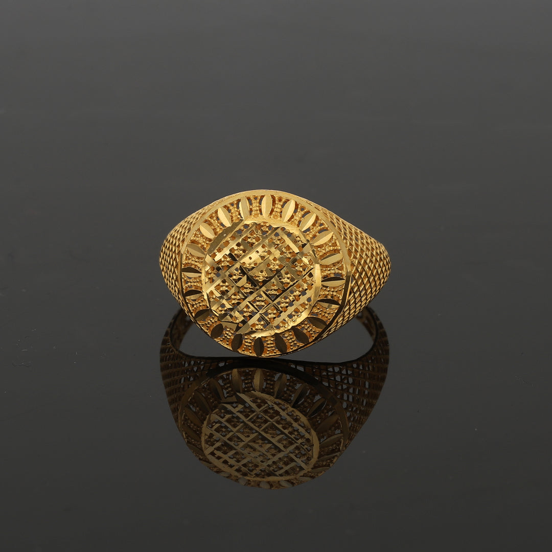 Gold Lattice Face Ring 21KT - FKJRN21KM11132