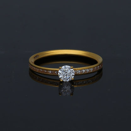 Gold Round Stone Cut Ring 21KT - FKJRN21KM11148