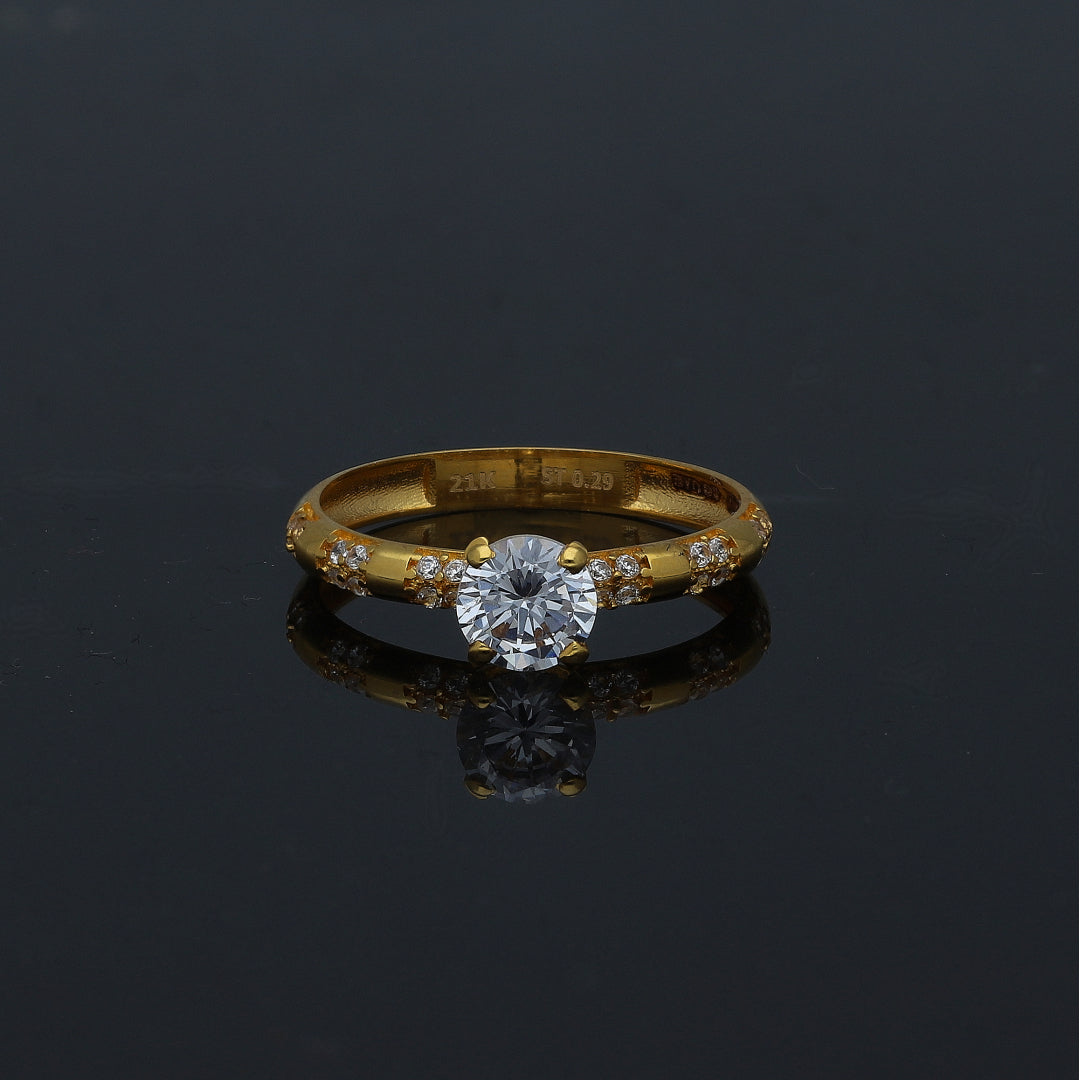 Gold Round Cut Ring 21KT - FKJRN21KM11151